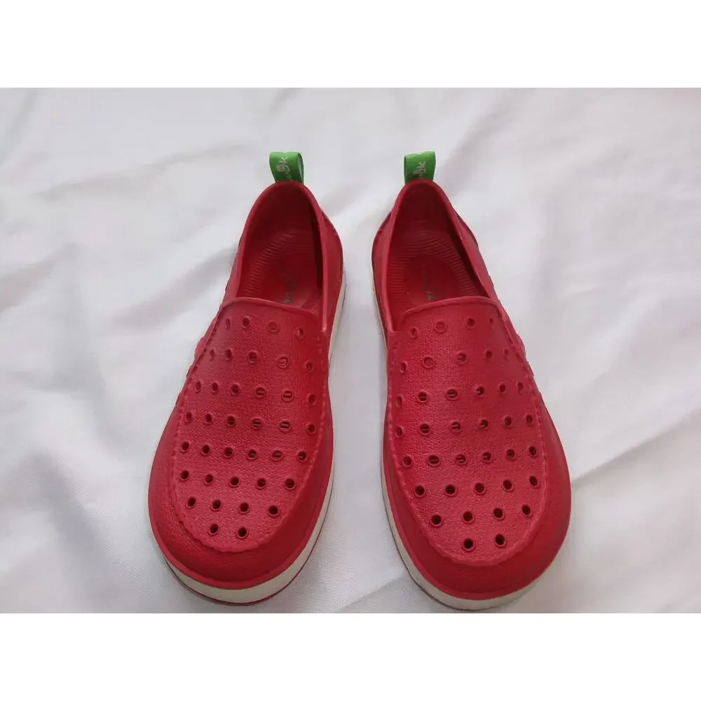 Sanuk Kids Lil Walker Red Water Shoes Slip On Perforated Youth 5